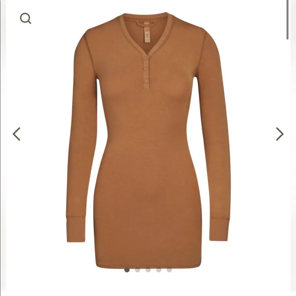 SKIMS Henley sleep shirt. NEW WITH TAGS. Color camel